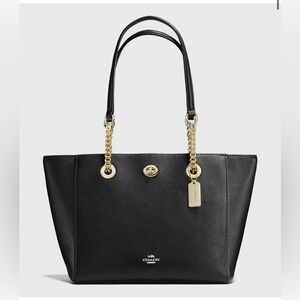 Coach Black Turnlock Chain Tote